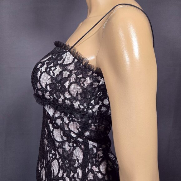 Y2K Morgan & Co Mini Dress Size S Pink Black Lace Party Prom Cocktail Fairy - Picture 5 of 8